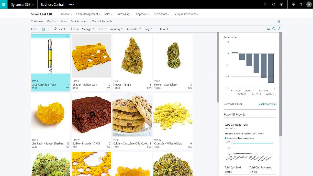 Silver Leaf Cannabis Business Central (CBC) ERP Solution available on Microsoft Dynamics 365 Business Central.